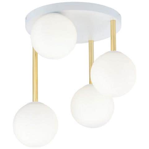 Lampada A Soffitto Dolce - Bianco, Oro - Acciaio Verniciato A Polvere, Vetro - 40x40x47 Cm - Foto 2