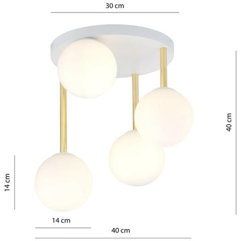 Lampada A Soffitto Dolce - Bianco, Oro - Acciaio Verniciato A Polvere, Vetro - 40x40x47 Cm - Foto 5