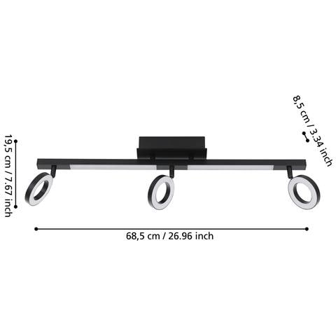 Spot Moderno Cardillio 2 In Alluminio Nero 3 Luci Led 3,2w 3000k Ip20 - Foto 2