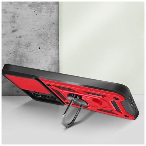 Cover Per Samsung A15 Anello Supporto Coprifotocamera Scorrevole, Rosso - Foto 2