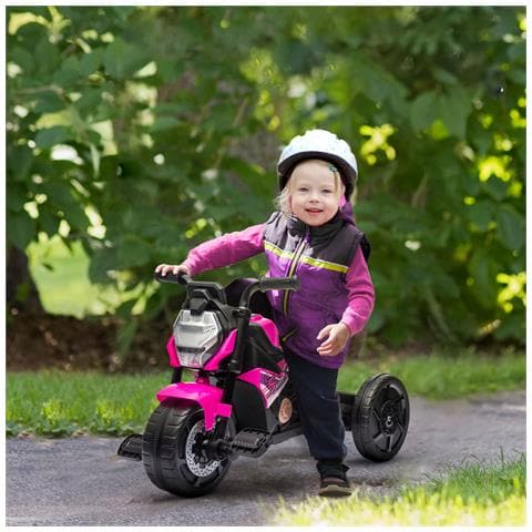 Triciclo Elettrico Per Bambini 18-36 Mesi 3 In 1 Con Fari, Musica E Clacson, In Pp E Acciaio, 75x43x47 Cm, Rosa - Foto 2