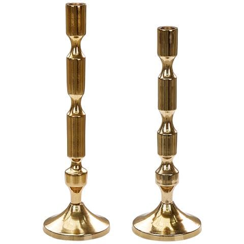 Set Di 2 Portacandele Dikirnis Metallo 31/36 Cm Oro - Foto 2