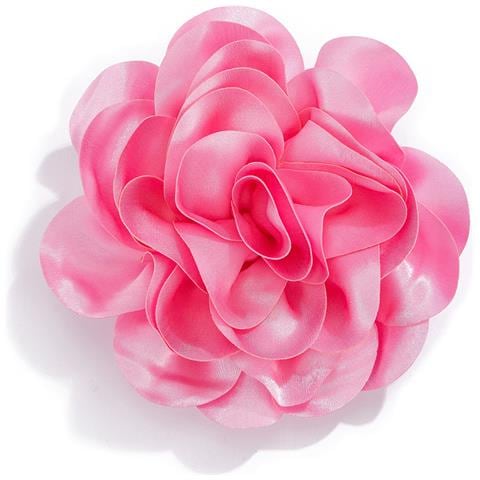 Spilla Con Fiore Grande E Vistoso In Tessuto Satinato Pink - Foto 1