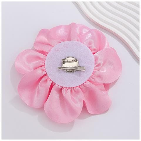 Spilla Con Fiore Grande E Vistoso In Tessuto Satinato Pink - Foto 6