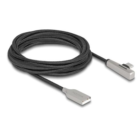 Cavo USB 2.0 Tipo-A maschio a USB Type-C maschio angolato con LED e ricarica rapida da 60 W 3 m - Foto 1
