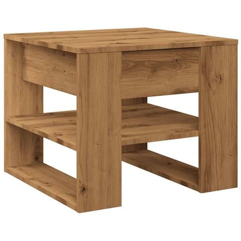 Tavolino Salotto Rovere Artigianale 55,5x55x45 Cm In Truciolato - Foto 2