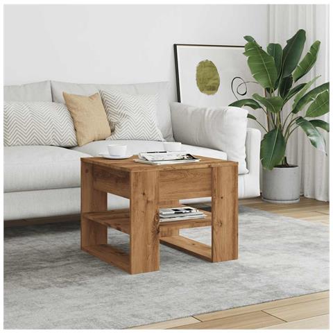 Tavolino Salotto Rovere Artigianale 55,5x55x45 Cm In Truciolato - Foto 3