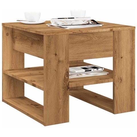 Tavolino Salotto Rovere Artigianale 55,5x55x45 Cm In Truciolato - Foto 1