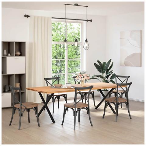 Gambe Tavolo Pranzo A Forma X 2 Pz Nero 90x(72-73) Cm Acciaio - Foto 2