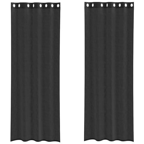 Tende In Voile Con Occhielli 2 Pz Nero 140x300 Cm - Foto 2