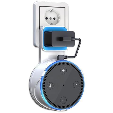Supporto Da Parete Minimalista Per Amazon Echo Dot (gen 2) Con Cavo Integrato 8x3x15 Cm. Colore Bianco - Foto 1