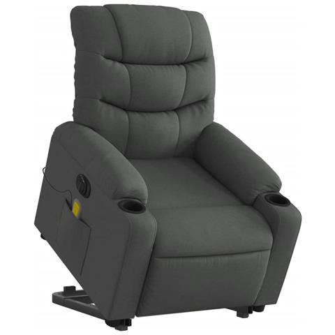 Lusso Casadino - Poltrona Alzapersona Massaggi Elettrica Grigio Scuro Tessuto - Foto 2