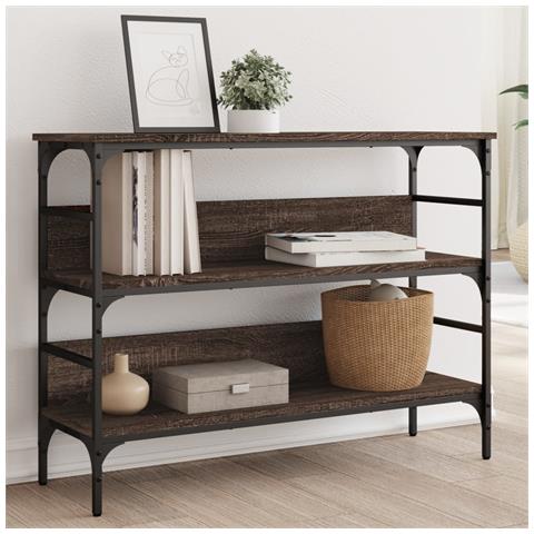 Tavolino Consolle Rovere Marrone 100x32x75 Cm Legno Multistrato - Foto 8