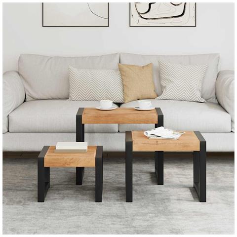 Tavolini A Incastro 3 Pz In Legno Massello Di Pino - Foto 2