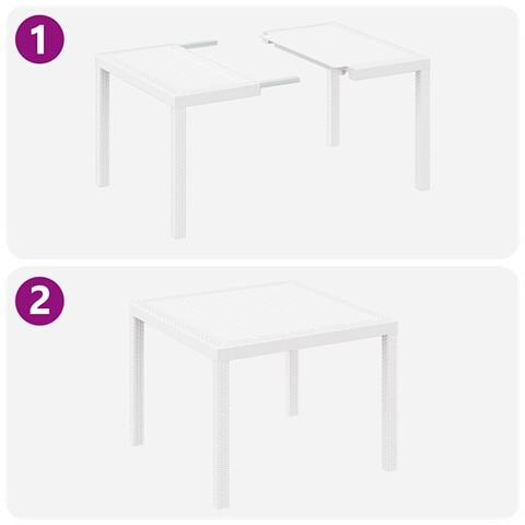 Set da pranzo da giardino 5 pezzi con cuscini Bianco Polyrattan - Foto 9