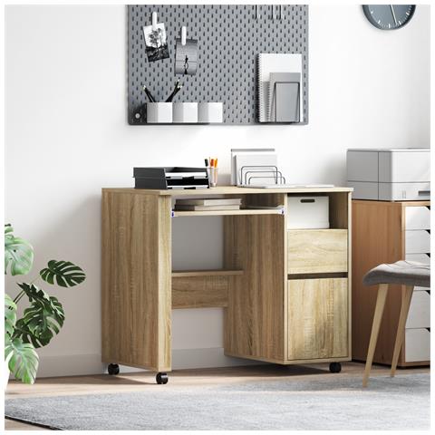 Scrivania in Rovere Sonoma Rovere Sonoma Legno Ingegnerizzato Media - Foto 2