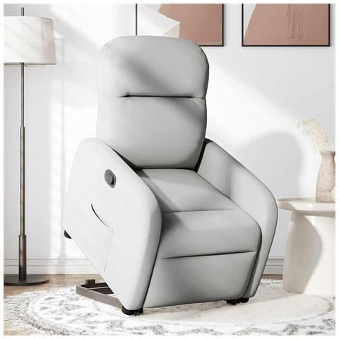 Poltrona Alzapersona Reclinabile Grigio Nuvola in Tessuto - Foto 2