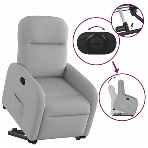 Poltrona Alzapersona Reclinabile Grigio Nuvola in Tessuto - Foto 9