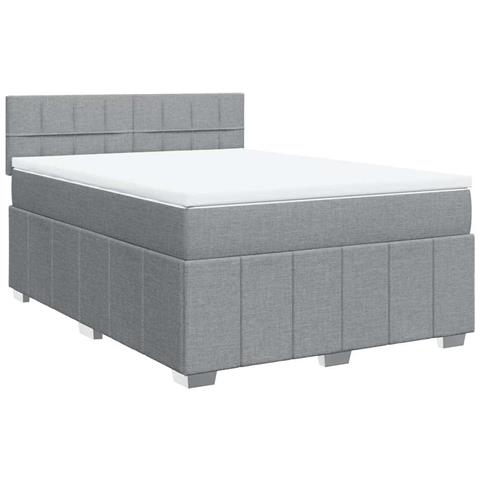 Giroletto a Molle con Materasso Grigio Chiaro 140x200cm Tessuto - Foto 1