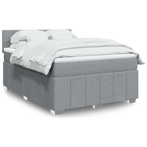 Giroletto a Molle con Materasso Grigio Chiaro 140x200cm Tessuto - Foto 2