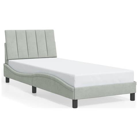 Giroletto senza Materasso Grigio Chiaro 80x200 cm Velluto - Foto 1