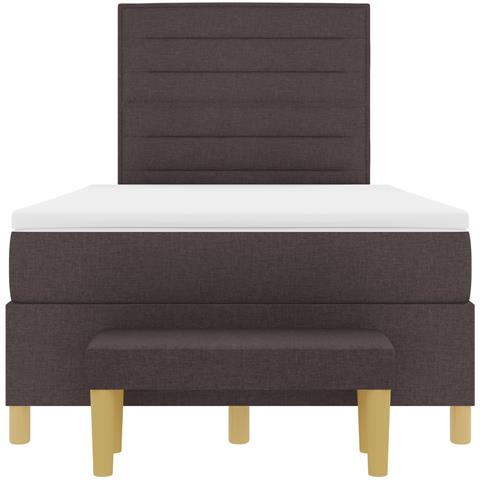 Letto con Box Spring con Materasso e Panchina Marrone Scuro 120x190 cm Tessuto - Foto 9