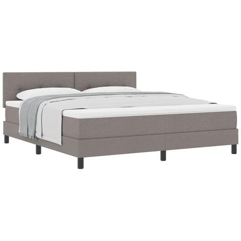 Letto con rete a molle e materasso taupe 180x200 cm Tessuto - Foto 1