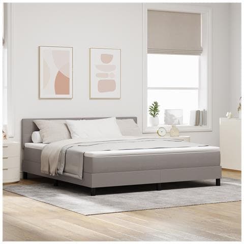 Letto con rete a molle e materasso taupe 180x200 cm Tessuto - Foto 2