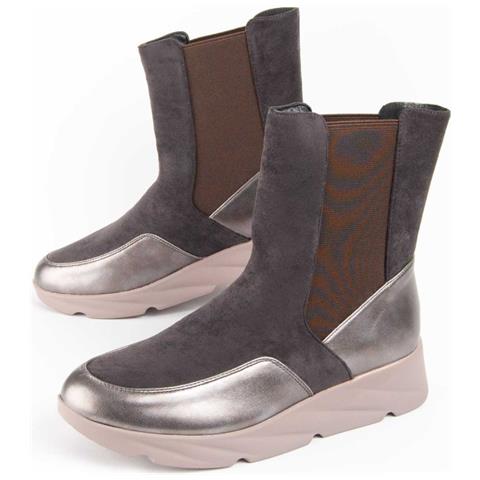 Stivale Con Zeppa Calig2 Grigio Grigio Materiale Sintetico E Tessile - Foto 1