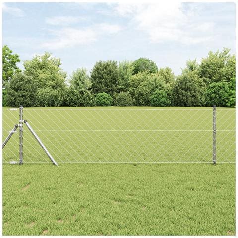 Recinzione in rete metallica con 7 pali 0.4x10 m Acciaio galvanizzato - Foto 2