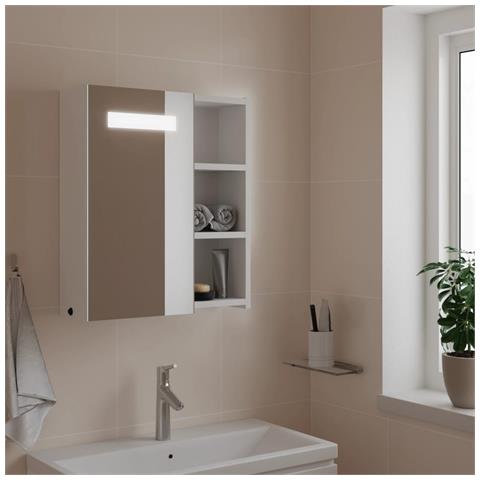 Armadietto Bagno con Specchio e LED Bianco 45x13x52 cm - Foto 2