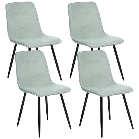 Set Di 4 Sedie Da Pranzo Tuscola Tessuto Verde Chiaro - Foto 2