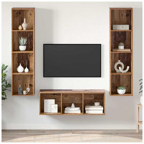 Set di mobili TV 3 pcs Legno vecchio 37 x 37 x 142.5 cm - Foto 2