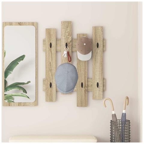 Appendiabiti a muro rovere sonoma 60 x 3 x 82 cm - Foto 2