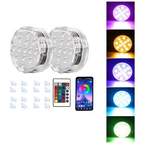 Luci Led A Striscia Con Ventosa E Manopola App, 13 Led, App+telecomando, Due Luci Un Controllo - Foto 1
