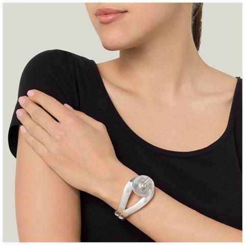 Bracciale Largo In Argento E Pelle Lewi In Argento Zamak - Foto 2