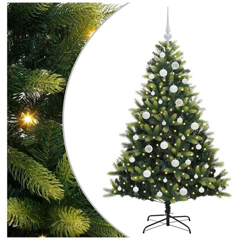 Albero di Natale Artificiale Pieghevole 150 LED Verde 150 cm - Foto 1