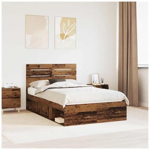 Struttura del letto Legno vecchio 135 x 190 cm Pino massello - Foto 2