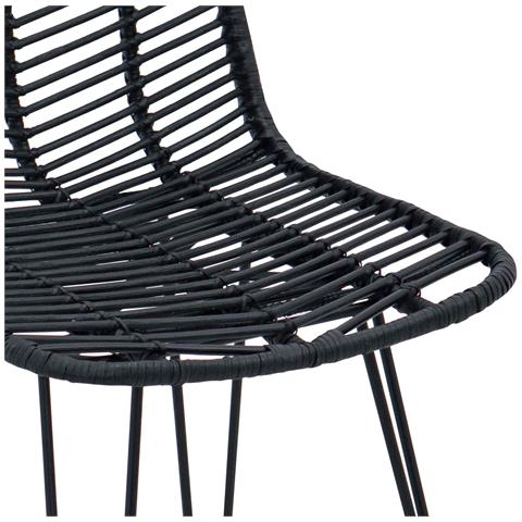 Sedia da Bar 2 pcs Nero 44,5 x 54,5 x 97,5 cm Rattan e Ferro - Foto 9