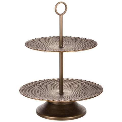 Piatti Con Supporto In Metallo Dorato 35x35x48,5h - Foto 1
