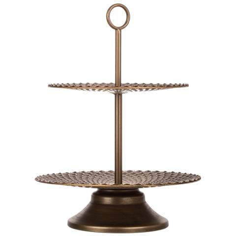 Piatti Con Supporto In Metallo Dorato 35x35x48,5h - Foto 2
