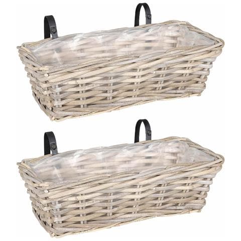 Cestino Appendibile per Piante 2 pcs Grigio 48 x 22 x 15 cm - Foto 1