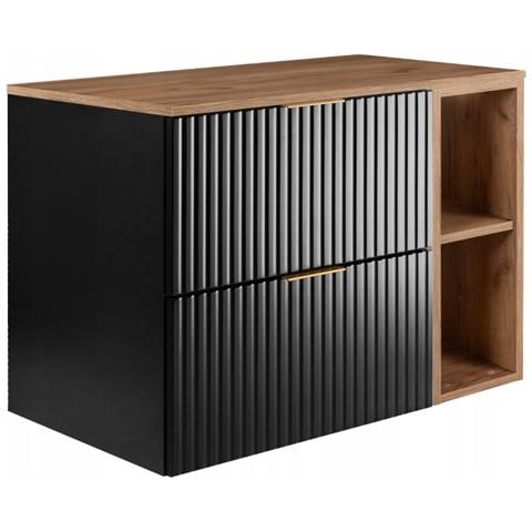 | Mobile sottolavabo - 80/57/46 cm L /A /D - Tappetino nero - Mobili bagno, lavabo, mobile bagno | Ripiano, piano di lavoro - Marrone - Foto 1