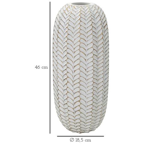 Vaso Leaf Bianco E Oro In Resina Texture A Foglie 18,5x46 Cm - Foto 6