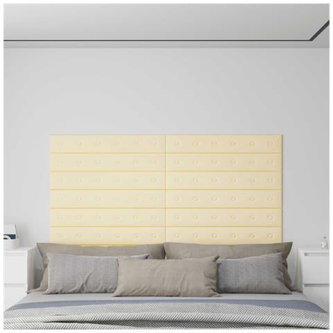 Testiera da Parete 12 pcs Crema 90 x 15 cm Pelle Sintetica - Foto 2