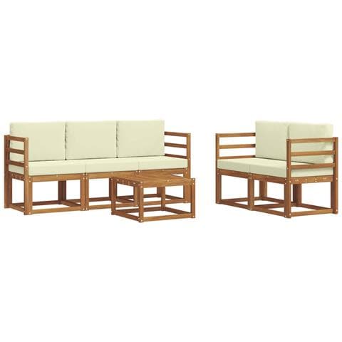 Set di divani da esterno con cuscino 6 pcs Naturale e Crema - Foto 1