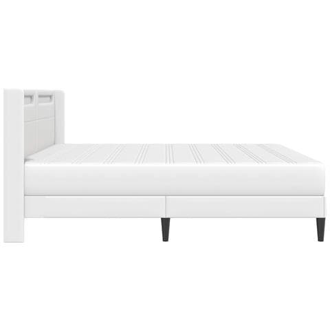 Struttura letto con materasso Bianco 200 x 200 cm Similpelle - Foto 9