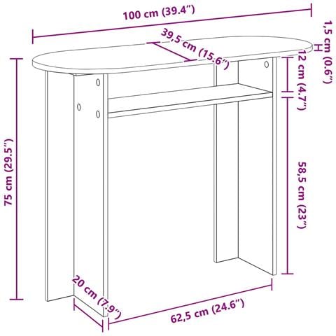 Tavolo consolle Legno antico 100 x 39,5 x 75 cm - Foto 9