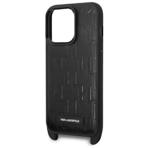 Karl Lagerfeld Klhcp14lstmmk Custodia Per Iphone 14 Pro 6,1 Nera /nera Con Placca Monogramma Logo Cinturino - Foto 6
