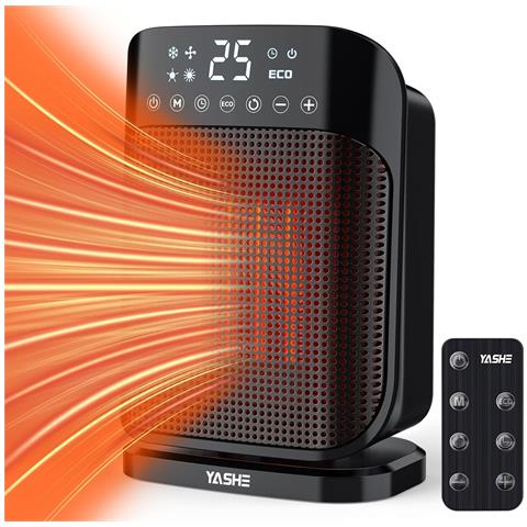Termoventilatore PTC924R-H. 1800 W. ECO. oscillazione 75. nero - Foto 1